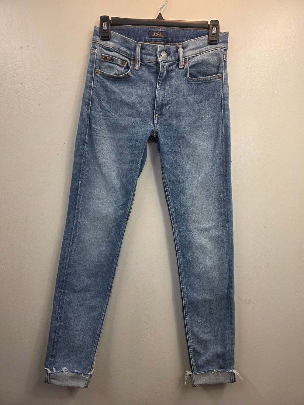 Polo Ralph Lauren Mid-Wash Denim Skinny Jeans with Raw Hem